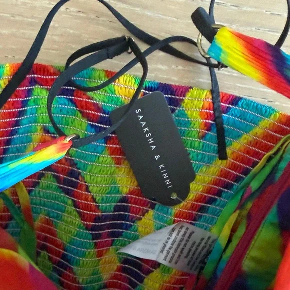 Multicolor Pleated Maxi Dress with Spaghetti Straps - Picture 2 of 2